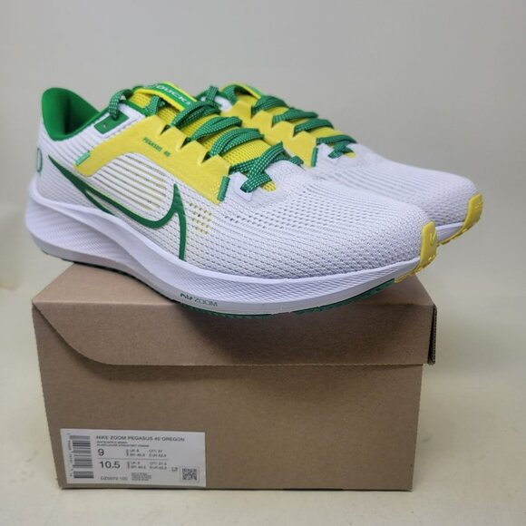 Nike Air Zoom Pegasus 40 Oregon Ducks Men\'s Size 9 White Green Yellow DZ5979-100 main image 8